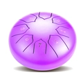 Detail view of a purple 8-note steel tongue drum with numbered metal tongues on white backdrop - Snow Purple - Lotus (6 Inch 8 Notes)