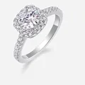 Classic S925 sterling silver halo moissanite ring with round brilliant cut and pave band - US 5 / Halo Style (1ct-R13151)