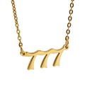 Golden stainless steel angel number 777 pendant necklace with classic O-chain - 777