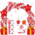 Christmas balloon arch kit with red and white latex, star and candy cane foil balloons - Red Star Gift Box Style