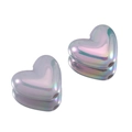Iridescent acrylic heart-shaped beads with aurora finish and reflections for DIY crafts - 10Pcs/Pack / Gray