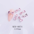 Pink bow-shaped nail art charm with heart crystals and 11x5mm size specification - Pink Silver Base Bow (8074)