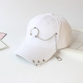 White baseball cap with silver metal rings, chain detail, and numeric pendant - S Kids (48CM-52CM) / Ring Number 5 / White