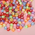 Colorful translucent acrylic alphabet beads for DIY jewelry making and kids crafts - 4x7mm Bright Colorful With White Letters (100pcs)