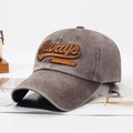 Vintage washed cotton baseball cap in dark grey with 3D Always embroidery - Adjustable / Coffee