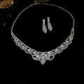 Elegant silver teardrop necklace and earring set with shimmering crystals for formal events - Silver Necklace and Earrings Set