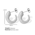 Polished silver stainless steel C-shape hollow earrings measuring 22mm x 18mm - Small Silver (EH231小款银色耳环)