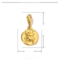 Detailed dimensions of a golden beetle charm in stainless steel with a lobster clasp - Scarab Style (YF023)