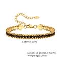18K gold plated chain bracelet with black zircons and adjustable lobster clasp - Gold Black Zirconia