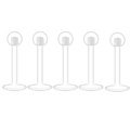 Set of 5 translucent white acrylic lip stud bases with threaded flat back jewelry parts - Transparent Ball
