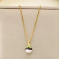 Close-up of a stainless steel gold necklace featuring a cute chestnut fruit pendant - Dark Purple White Chestnut Style (KN292119-Z)