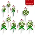 Green spiral Christmas candy picks with ribbon bows in small, medium, and large sizes - Fruit Green