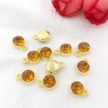 Set of 10 golden alloy charms with amber faceted rhinestones for DIY jewelry making - Gold November - Golden Yellow