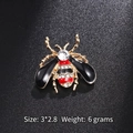 Cute gold bee brooch with black and red enamel and sparkling rhinestones inlay - Black Wing Rhinestone Bee