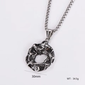 30mm vintage stainless steel medallion necklace with dragon motif and 34.5g box chain - With 0.3*60cm Chain