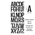Black 4 inch vinyl capital letter stickers set for posters and mailboxes decoration - Black Letters (3 Sheets/Set)