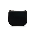 Minimalist black canvas coin purse with white stitching and vintage metal zipper detail - Black