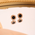 Rose gold titanium steel stud earrings with black Roman numerals on mirrored surface - 10mm / Rose Gold