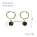Orecchini a cerchio in acciaio inossidabile placcato oro 18K con pietra naturale nera - Pietra Naturale Nera (990) / Color Acciaio