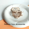 High-elasticity beige hair bands on a cute cat card for daily hair styling - Set of 5 / Beige