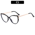 Cat eye glasses frame in black with rose gold metal temples and blue light filter - Glossy Black Frame