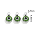 Ciondoli malocchio verdi e argento placcati oro 18K per la creazione di gioielli - Foro Singolo / Argento-Verde