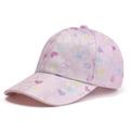 Pink heart print baseball cap for girls with colorful patterns and shimmer finish - Heart Printed / Heart Pink