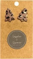 Detailansicht der Weihnachtsbaum-Ohrstecker mit Leopardenmuster und feiner Goldfolie - Schokoladenleopard 1 Paar