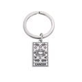 Portachiavi Cancro in acciaio inossidabile argento con ciondolo rettangolare inciso - Argento - Cancro (Portachiavi 12 Segni Zodiacali Colore Acciaio - 7)