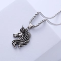 Collana con pendente unicorno hip hop in acciaio inossidabile vintage con catena box - Ciondolo Colore Acciaio (Con Catena)