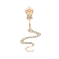 Detailed close-up of a rose gold snake belly ring with colorful sparkling rhinestones - Rose Gold/AB Zirconia
