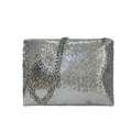 Bolso cuadrado pequeño de lentejuelas plateadas con cadena elegante y cierre de cremallera - Plateado / Talla única