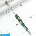 Green Christmas beaded ballpoint pen featuring gingerbread man and candy cane patterns - Christmas Green Type 4 Festive (116)