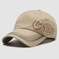 Berretto da baseball vintage kaki con ricamo 3D Classic e finitura in cotone - Regolabile / Beige Chiaro