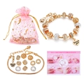 DIY colorful bracelet kit for kids with heart charm and 16cm golden chain detail - Light Gold