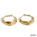 Orecchini a forma di C in acciaio inossidabile dorato con trama ondulata - Oro (KD3355)