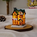 Cozy illuminated miniature Christmas ice cream house ornament with realistic snow details - Ice Cream Shop Style (Style G)