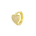 Golden heart huggie earrings with white micro-pave zircon crystals for women - Full Zirconia Heart / Gold