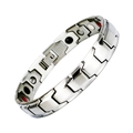 Silver titanium steel magnetic therapy link bracelet with germanium health elements - Men's Steel Color