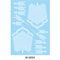 White lace henna temporary tattoo with floral geometric pattern on blue background - Ethnic Floral Style (W-0854)