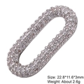 Macro detail of silver oval jewelry clasp with micro-set zircon for DIY bracelets - Style 7: Copper Micro-set Zircon Connecting Clasp