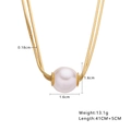 Double layered gold snake chain necklace featuring a 1.6cm large white pearl pendant - N391-Single Pearl Snake Chain