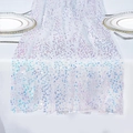 Runner da tavola con paillettes a sirena per decorazioni per matrimoni bianco e blu - Bianco