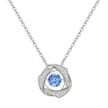 Halskette aus S925 Sterlingsilber mit blauem Zirkonia-Herzanhänger und Silberakzenten - Tanzendes Herz/Geometrisch / Stil 1 (Silber/Blau)