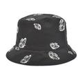 Dettaglio cappello alla pescatora nero con stampa di farfalle bianche in tessuto canvas - M (56-58cm) / Cappello Nero Farfalla Bianca