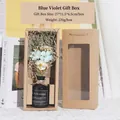 Blue violet dried flower gift set in black glass bottle with brown kraft box - Blue 3D Flower