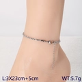 Tobillera de plata con diseño de cuerda trenzada y cadena de extensión - 3mm 23cm+5cm / Color Acero