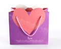 Bolsa de regalo morada con diseño de corazón y asas rosas para bodas o San Valentín - Mediano / Morado