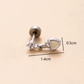 Silver flower cartilage earring with iridescent heart zircon and 1.4cm stainless steel bar - Silver 1# Heart