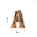Vintage solid wood letter A decoration with natural bark texture, 9cm height - Letter A